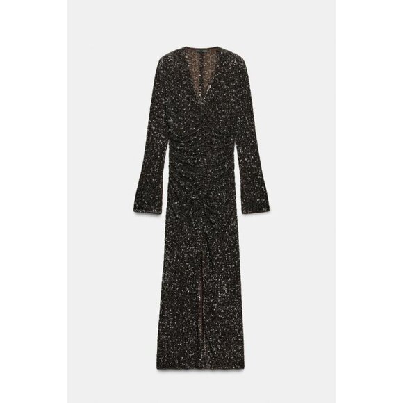 ZARA ZW COLLECTION SEQUIN SHOULDER PAD DRESS - Picture 6 of 8